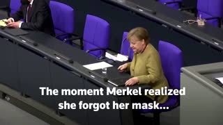Merkel panics after forgetting face mask