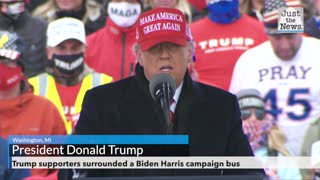 Trump supporters surrounded a Biden Harris campaign bus