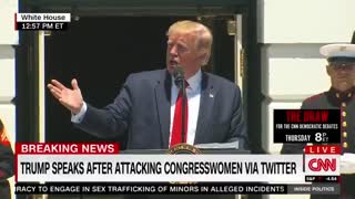 Trump speaks to reporters about Ilhan Omar