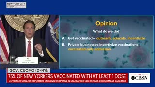Cuomo Asks Private Businesses to Only Admit Vaccinated Americans