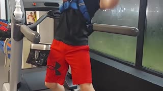 Joey training on the treadmill