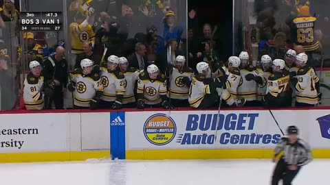 Boston Bruins Goalie Scores against the Vancouver Canucks