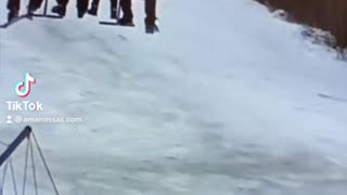 Bear Chasing Skier Down The Mountain