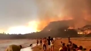 Beach-goers witness insane Australian bushfires