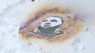 Amazingly realistic painting of LeBron James on the snow