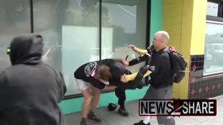 TAKEDOWN! Antifa Thug Gets Thrown On Ground