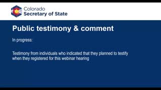 Colorado Secretary of State Election Rules Hearing