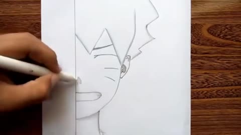 Easy anime sketch, how to draw naruto half face step-by-step 