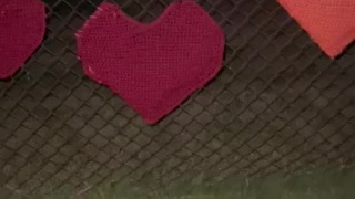 Hearts woven in a school fence