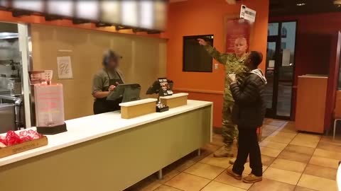Soldier Feeds Two Hungry Children Dinner At Taco Bell Counter
