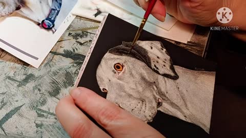 Emma - Dalmatian Portrait WIP - Adding Watercolor