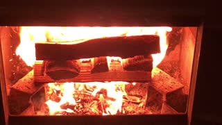 Wood stove fireplace footage