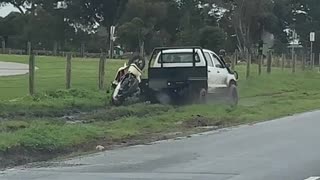 Scooter Takes a Tumble from Truck