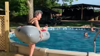 Nana Plunges into the Pool