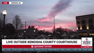 The sun is setting in Kenosha, as protesters continue to await the Rittenhouse verdict