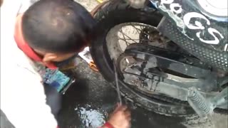 Motorcycle Puncture Repair Without Removing the Wheel