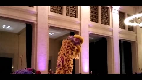 Traditional Chinese Lion Dance at Wedding blessing Performance
