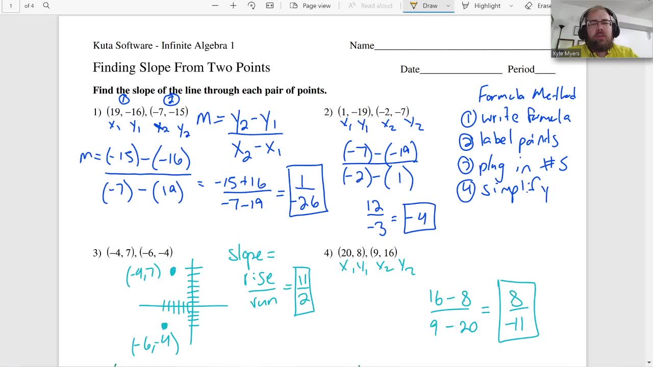finding-slope-from-two-points-algebra-1-kuta-worksheet-series