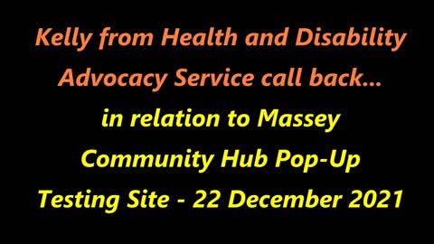IJWT - Massey Community Hub - I call the HD Commissioner's Office and Advocacy Services