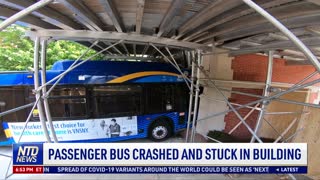 Passenger Bus Crashed and Stuck in Building