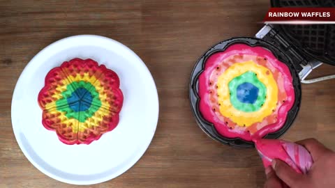 How to make rainbow waffles!