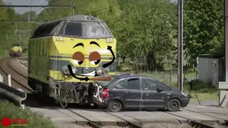 Train Crash Monster Trains Crush Cars on Railroad - best video