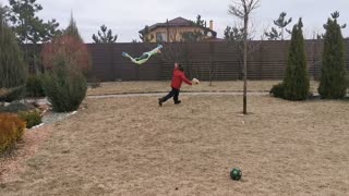 A Kid Flying a Kite Outdoors