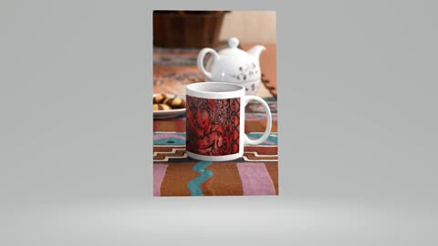 🎞️ White glossy mug - Mediterranean Red (004) Design