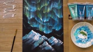 Aurora painting for beginners _ Acrylic painting technique