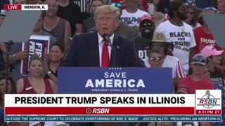 Trump mentions how hot it is, picks up a towel, and says "A little dab here, and a little dab there, and back. You're back to being handsome again!"