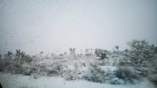 driving through death Valley with snow